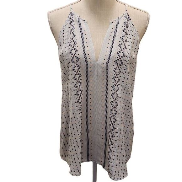 Joie Tops - JOIE 'Trinetta' Printed 100% Silk Sleeveless Tank Top Navy Blue Pink Women's Siz